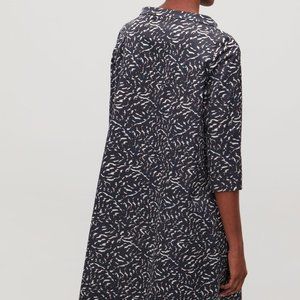 COS Raised-collar Printed Dress In Blue